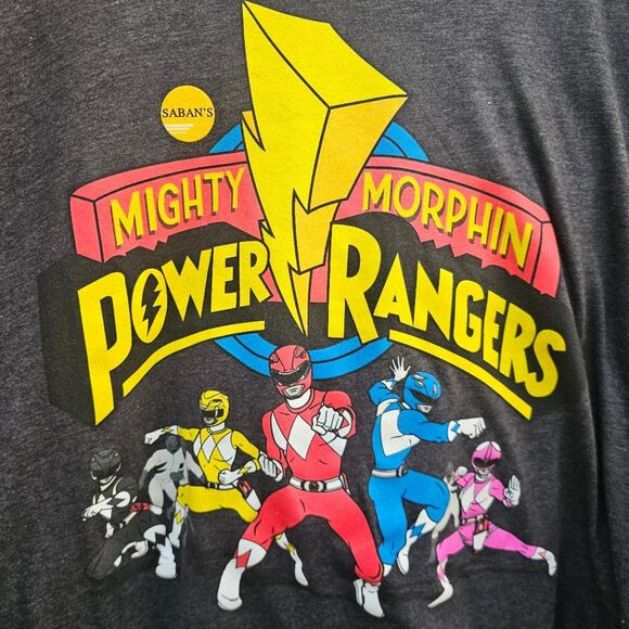 4XL Power Rangers T-Shirt for Men – Saban Official Graphic Tee Dark Heather Gray - Picture 3 of 3